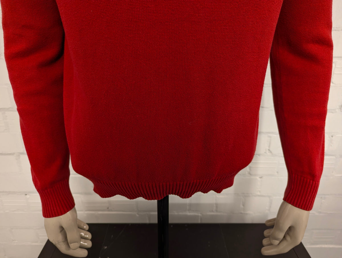 Nautica Quarter Zip trui met korte rits. Rood gekleurd. Maat M.