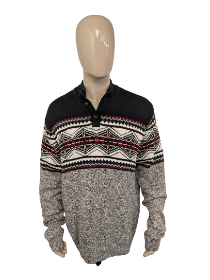 Chaps trui met knopen. Rood Groen Wit Zwart gekleurd. Maat 2XL / XXL.