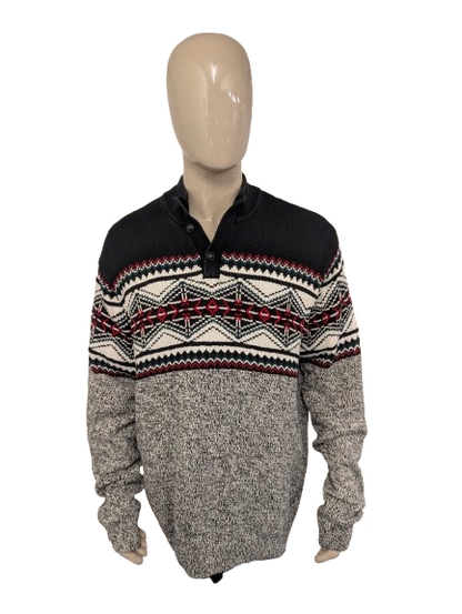 Chaps trui met knopen. Rood Groen Wit Zwart gekleurd. Maat 2XL / XXL.