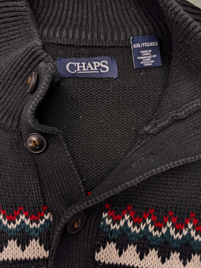 Chaps trui met knopen. Rood Groen Wit Zwart gekleurd. Maat 2XL / XXL.
