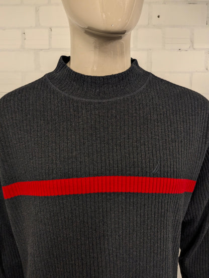 Nautica trui. Grijs Rood gekleurd. Maat 2L / XXL.