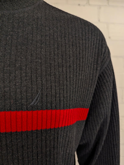 Nautica trui. Grijs Rood gekleurd. Maat 2L / XXL.
