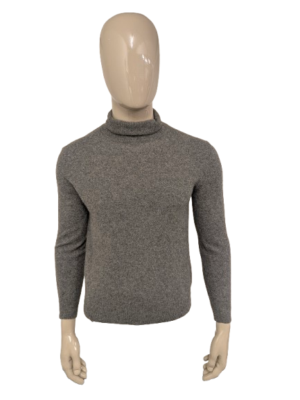 Benetton 100% Wollen coltrui. Grijs gemêleerd. Maat M.