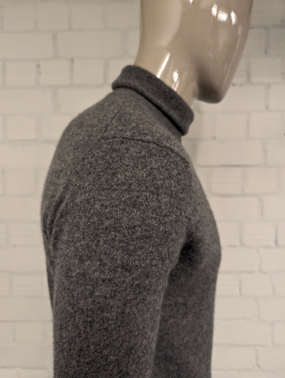 Benetton 100% Wollen coltrui. Grijs gemêleerd. Maat M.