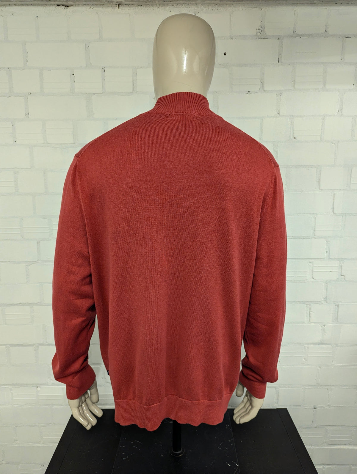 Nautica Quarter Zip trui met korte rits. Roze Blauw gekleurd. Maat XL.
