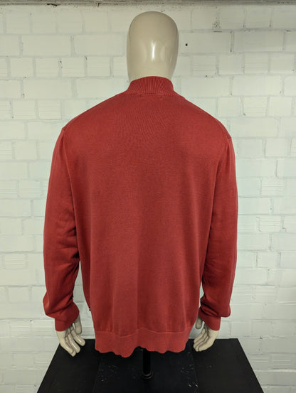 Nautica Quarter Zip trui met korte rits. Roze Blauw gekleurd. Maat XL.
