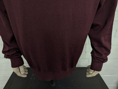 Nautica Navtech Quarter Zip trui met korte rits. Bordeaux Donker Blauw gemêleerd. Maat 3XL / XXXL.