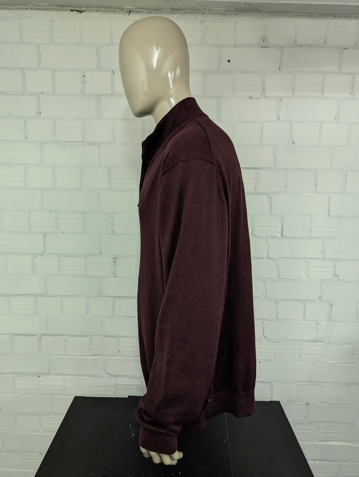 Nautica Navtech Quarter Zip trui met korte rits. Bordeaux Donker Blauw gemêleerd. Maat 3XL / XXXL.