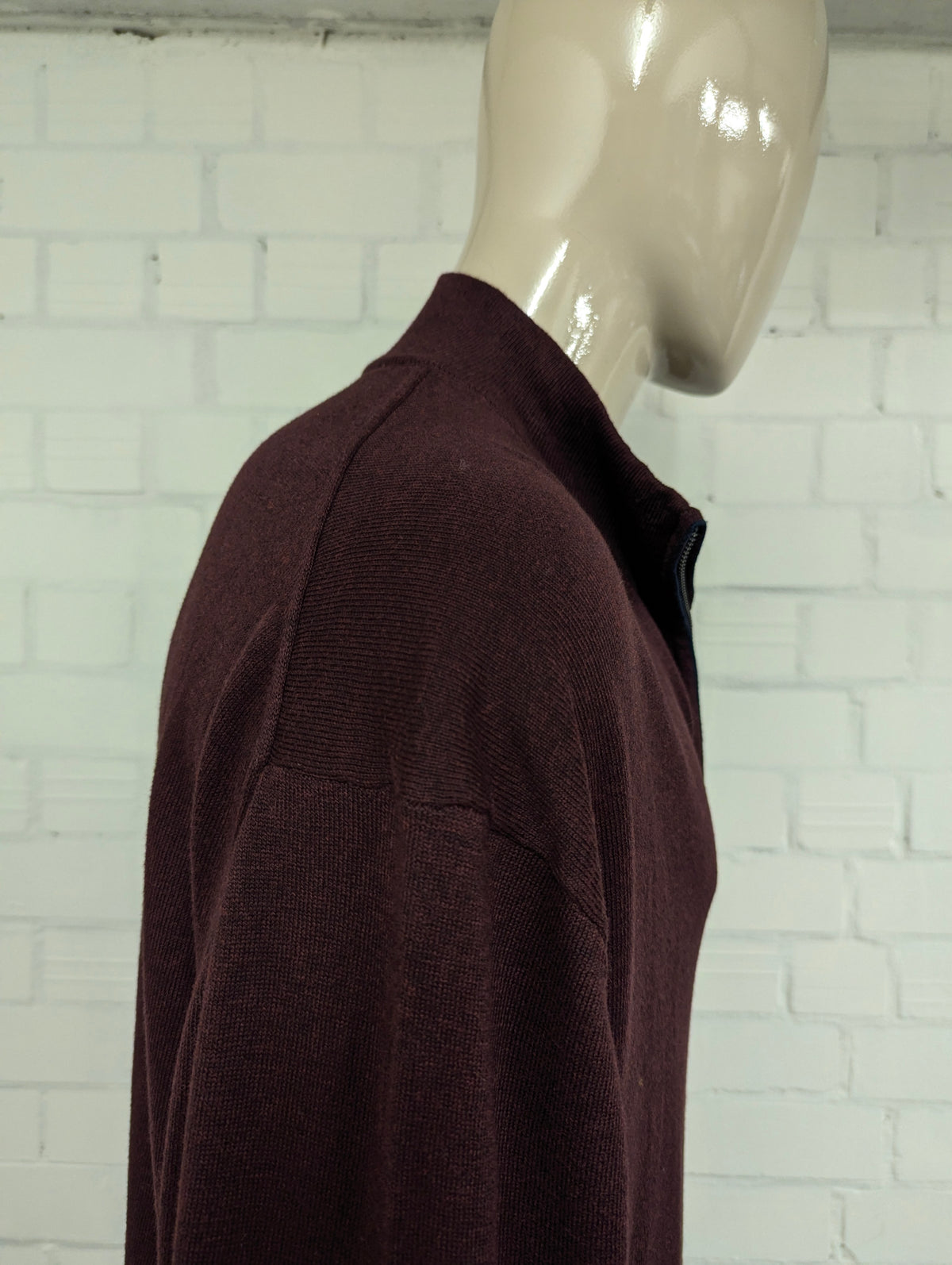 Nautica Navtech Quarter Zip trui met korte rits. Bordeaux Donker Blauw gemêleerd. Maat 3XL / XXXL.