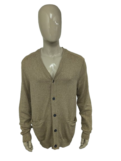 Chaps vest met knopen en zakken. Bruin Blauw gemêleerd. Maat L.