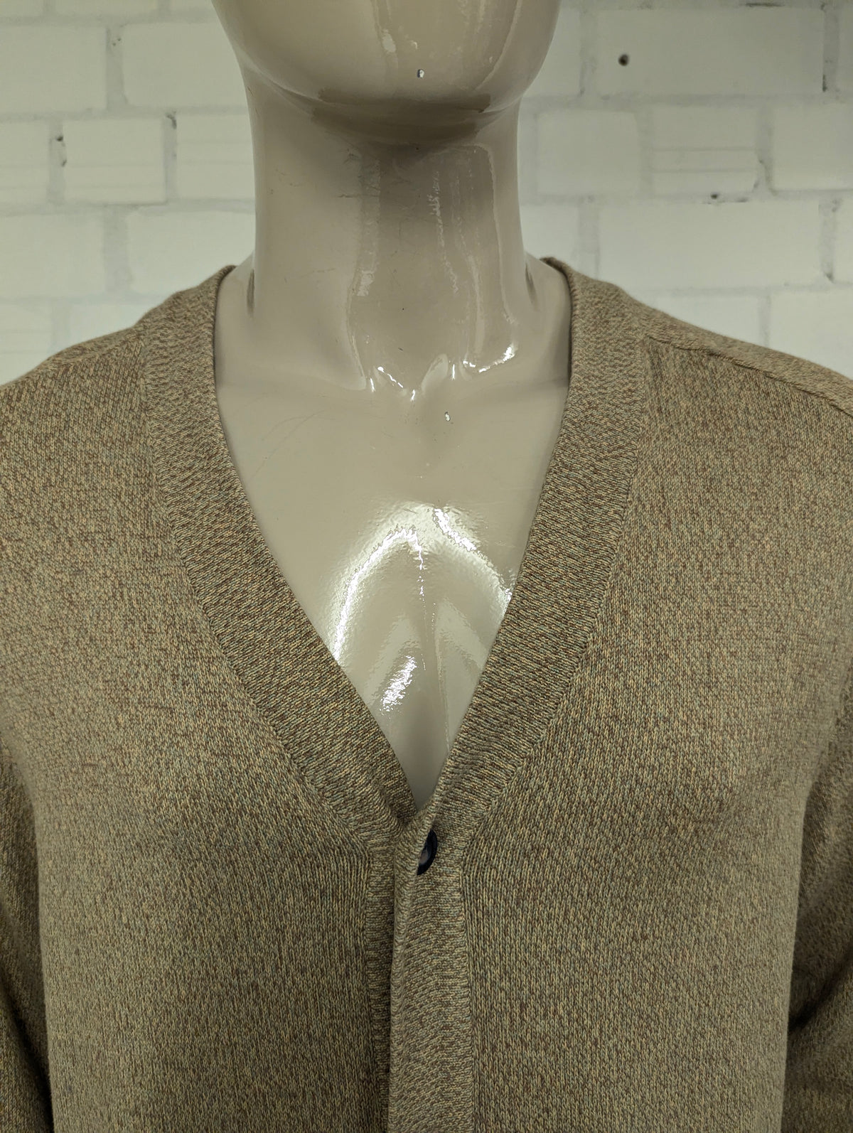 Chaps vest met knopen en zakken. Bruin Blauw gemêleerd. Maat L.