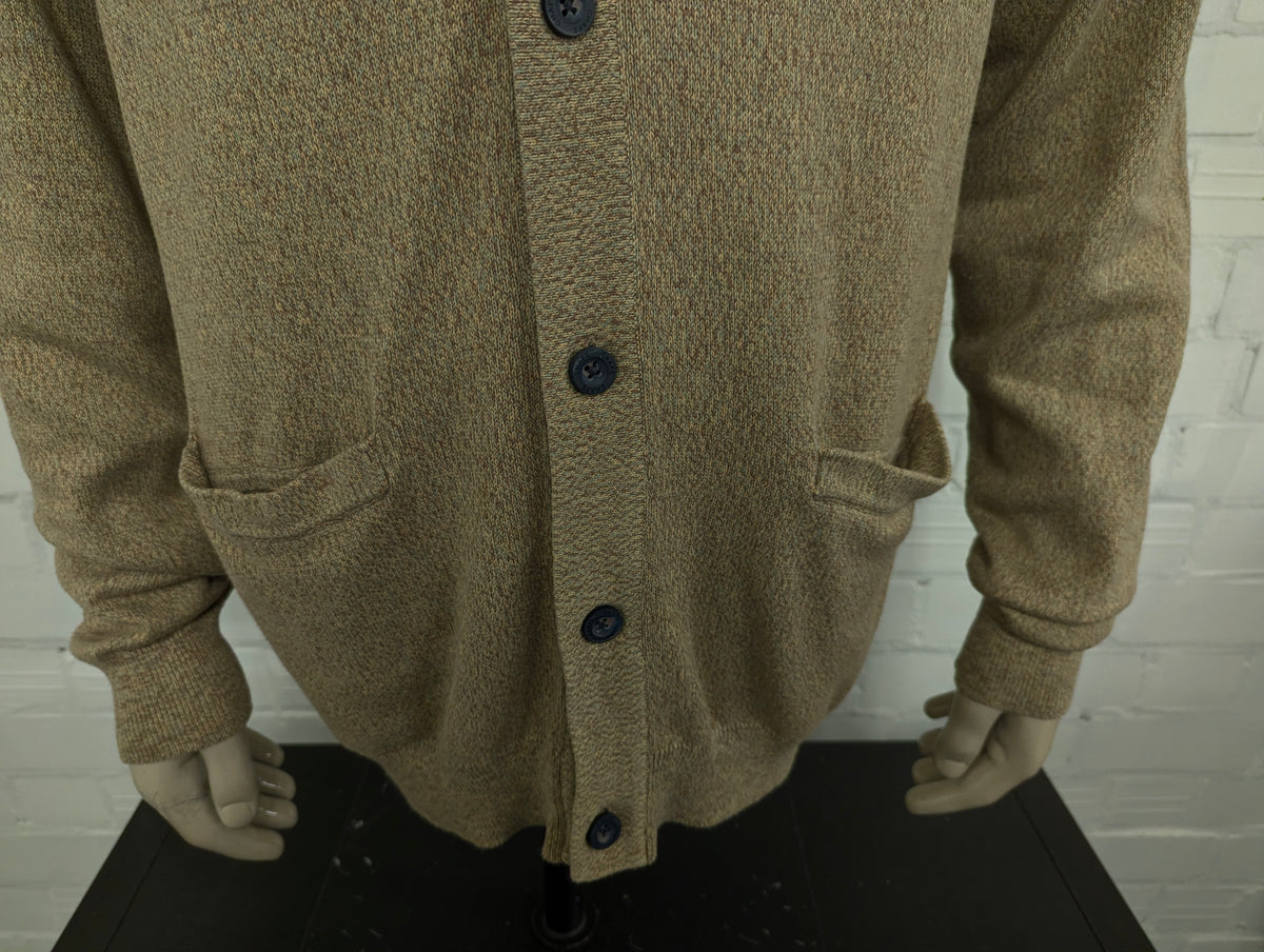 Chaps vest met knopen en zakken. Bruin Blauw gemêleerd. Maat L.