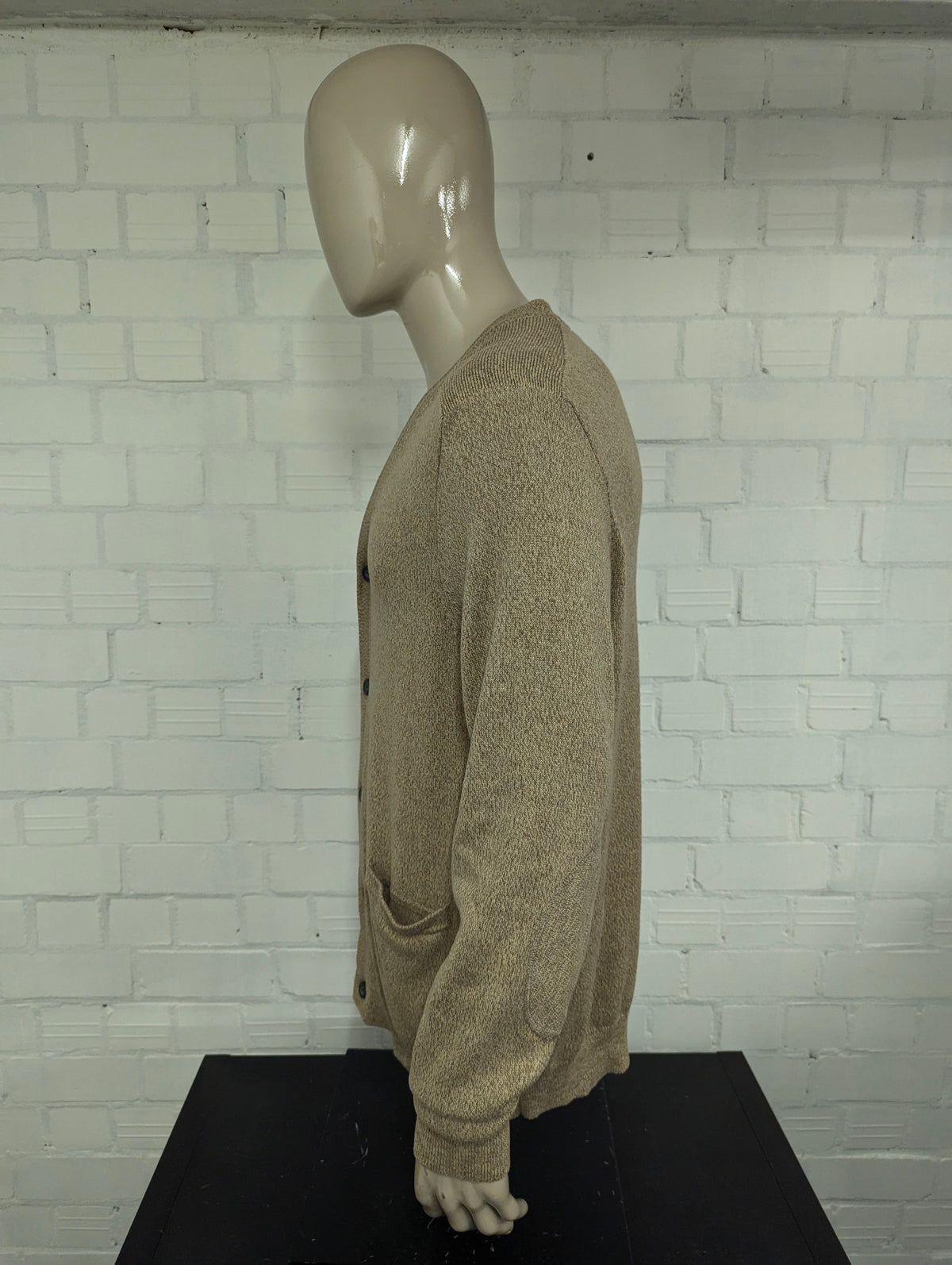 Chaps vest met knopen en zakken. Bruin Blauw gemêleerd. Maat L.