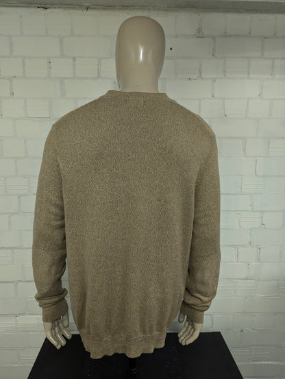 Chaps vest met knopen en zakken. Bruin Blauw gemêleerd. Maat L.