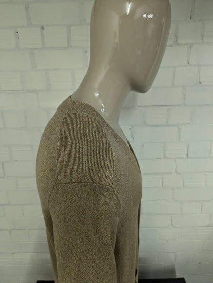 Chaps vest met knopen en zakken. Bruin Blauw gemêleerd. Maat L.