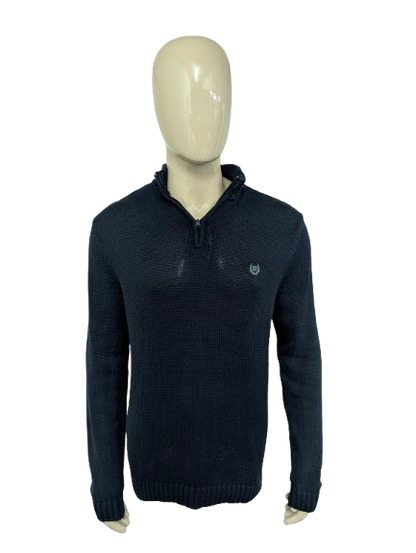 Chaps Quarter Zip trui met korte rits. Donker Blauw gekleurd. Maat M