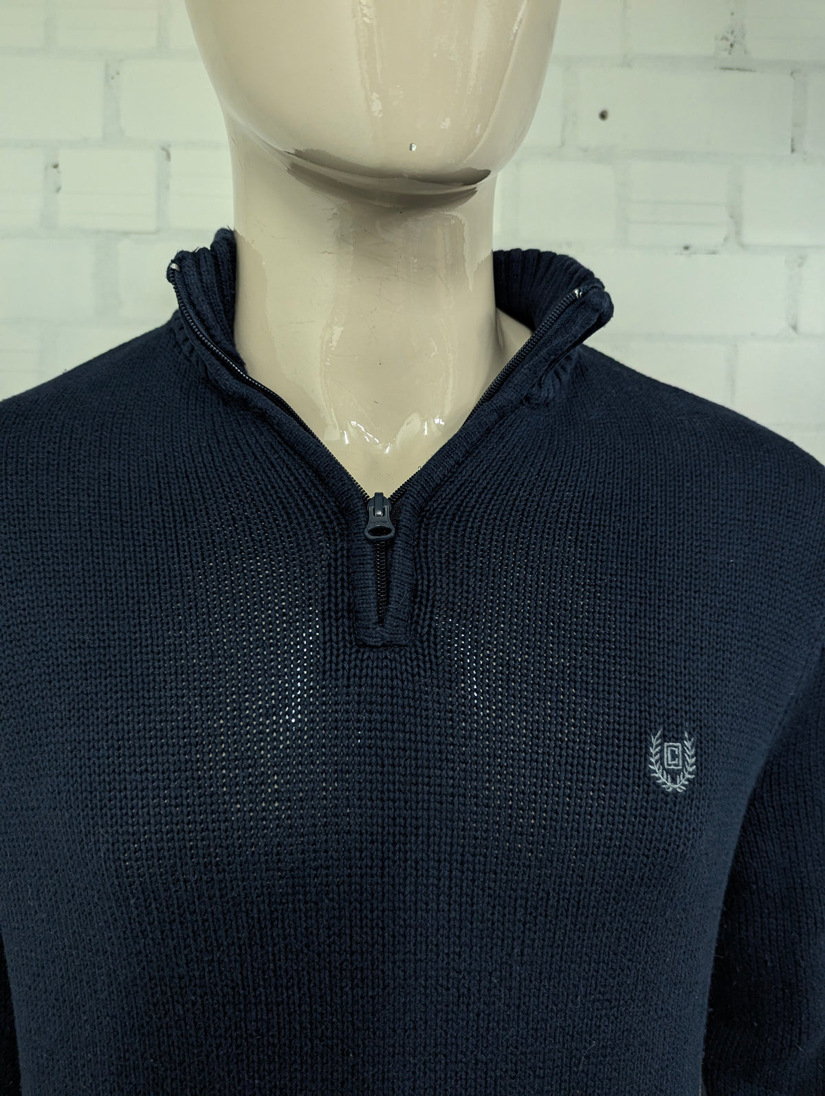 Chaps Quarter Zip trui met korte rits. Donker Blauw gekleurd. Maat M