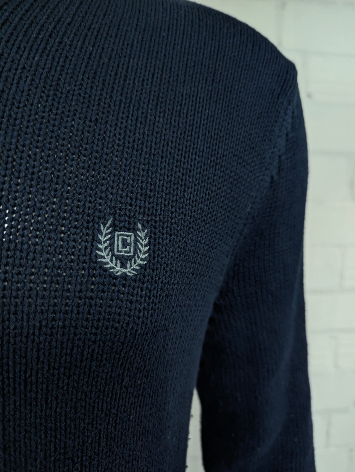 Chaps Quarter Zip trui met korte rits. Donker Blauw gekleurd. Maat M