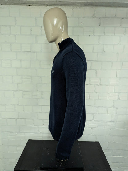 Chaps Quarter Zip trui met korte rits. Donker Blauw gekleurd. Maat M