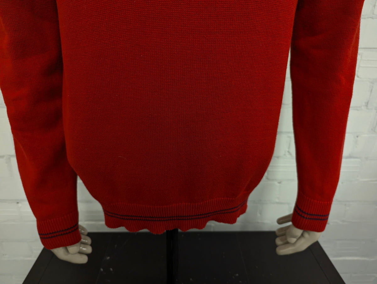 Nautica Quarter Zip trui met korte rits. Rood gekleurd. Maat L.
