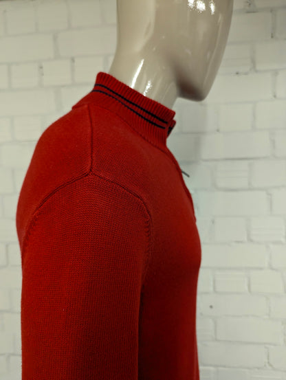 Nautica Quarter Zip trui met korte rits. Rood gekleurd. Maat L.