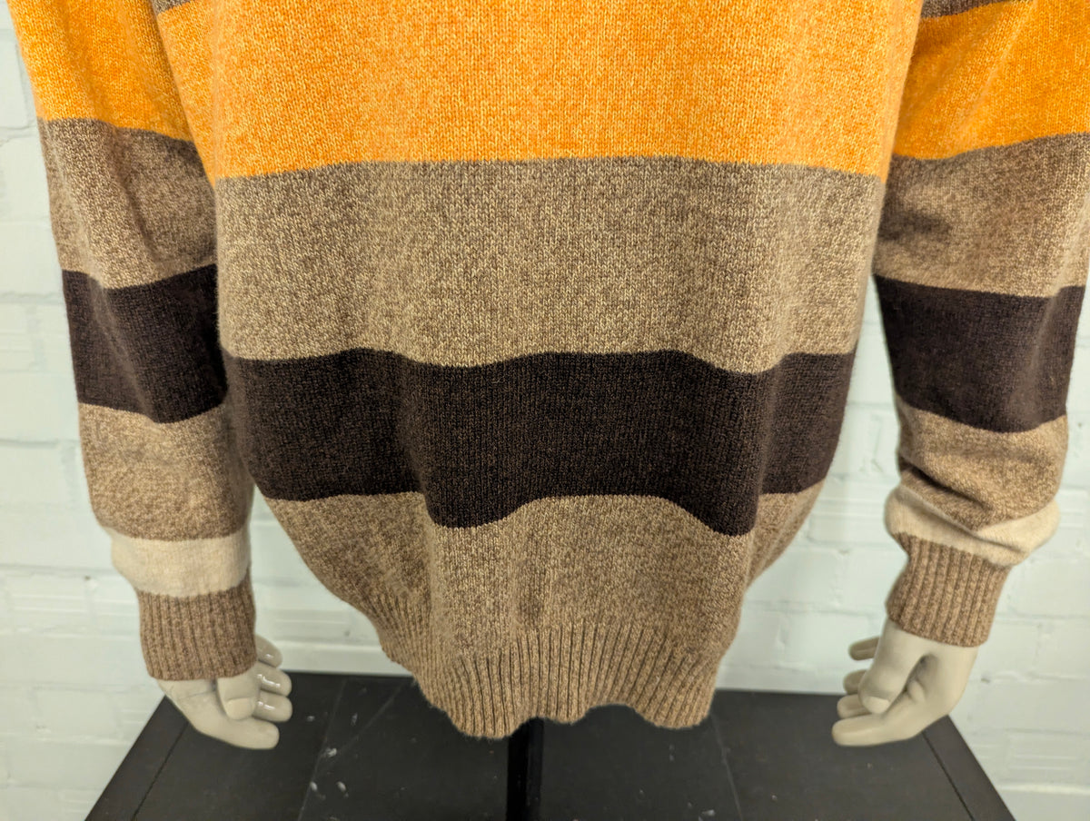 Paul & Shark Merino Wollen trui. Bruin Beige Oranje Geel gekleurd. Maat XL. 100% Wol.