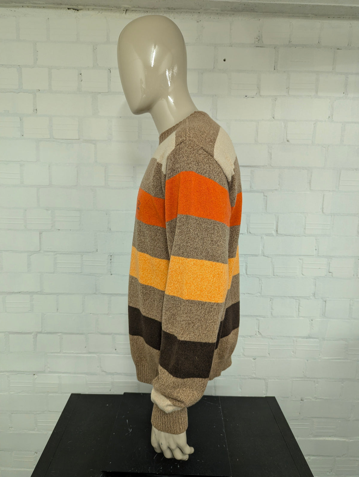 Paul & Shark Merino Wollen trui. Bruin Beige Oranje Geel gekleurd. Maat XL. 100% Wol.