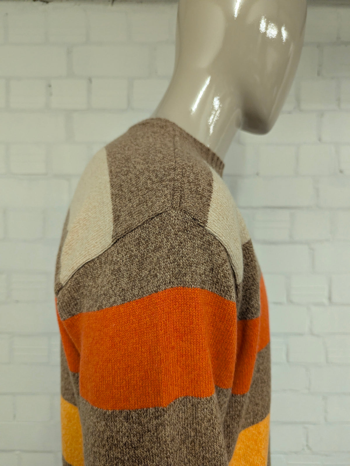 Paul & Shark Merino Wollen trui. Bruin Beige Oranje Geel gekleurd. Maat XL. 100% Wol.