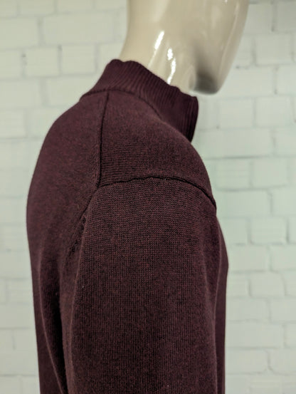 Nautica Quarter Zip trui met korte rits. Bordeaux Donker Blauw gemêleerd. Maat L.