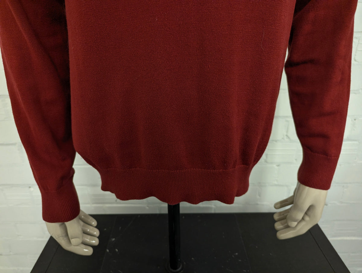 Nautica Quarter Zip trui met korte rits. Donker Rood gekleurd. Maat L.