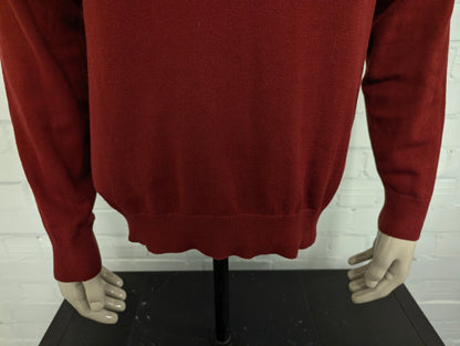 Nautica Quarter Zip trui met korte rits. Donker Rood gekleurd. Maat L.