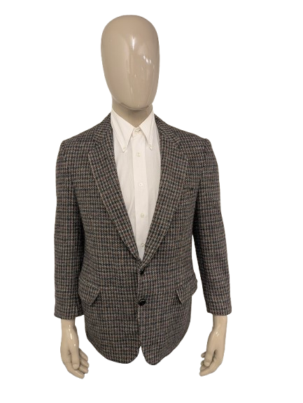 Walbusch Harris Tweed colbert. Grijs Groen Beige Zwart motief. Maat 50 / M.