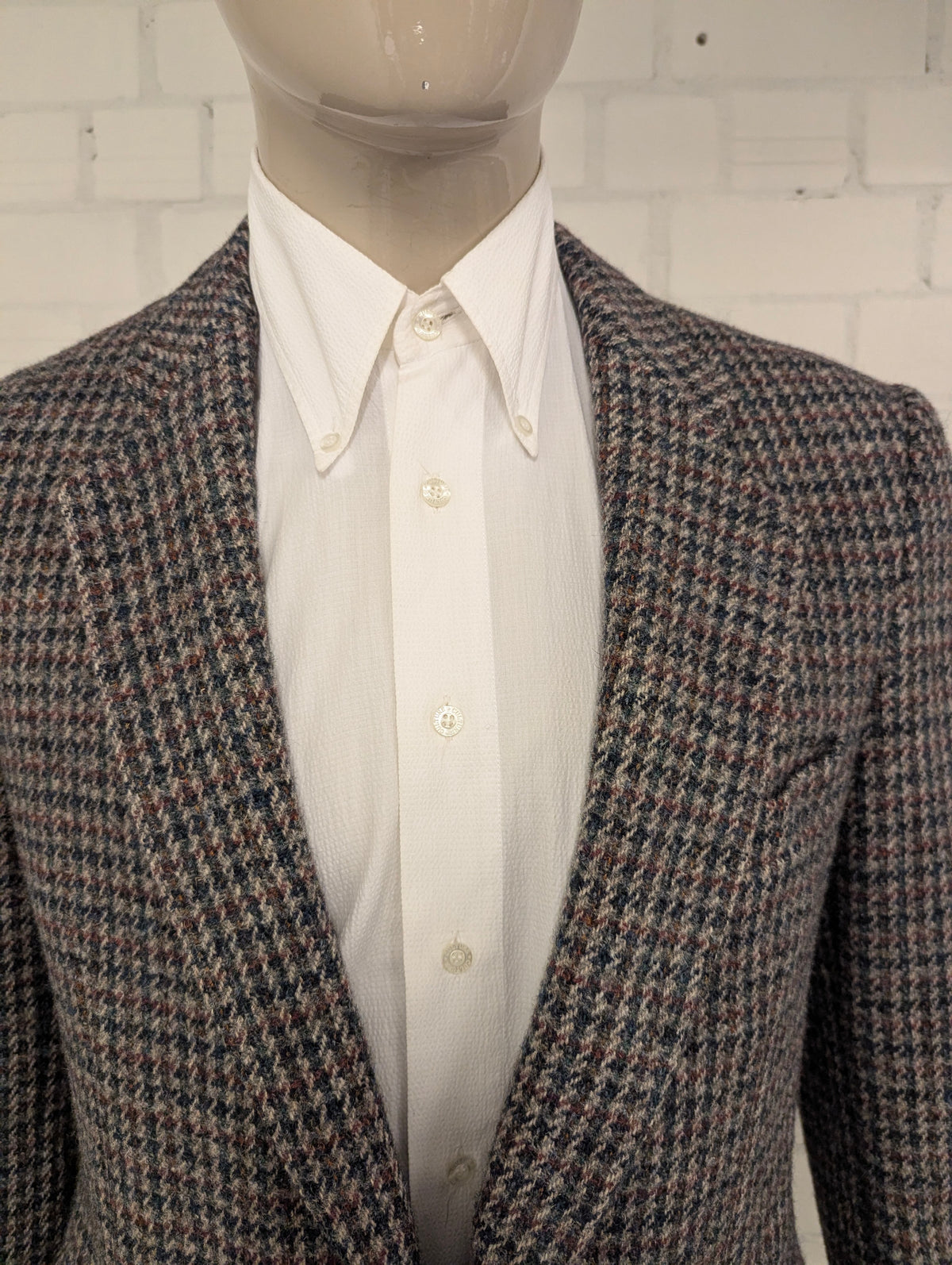 Walbusch Harris Tweed colbert. Grijs Groen Beige Zwart motief. Maat 50 / M.