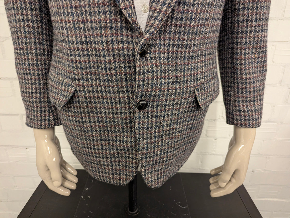 Walbusch Harris Tweed colbert. Grijs Groen Beige Zwart motief. Maat 50 / M.
