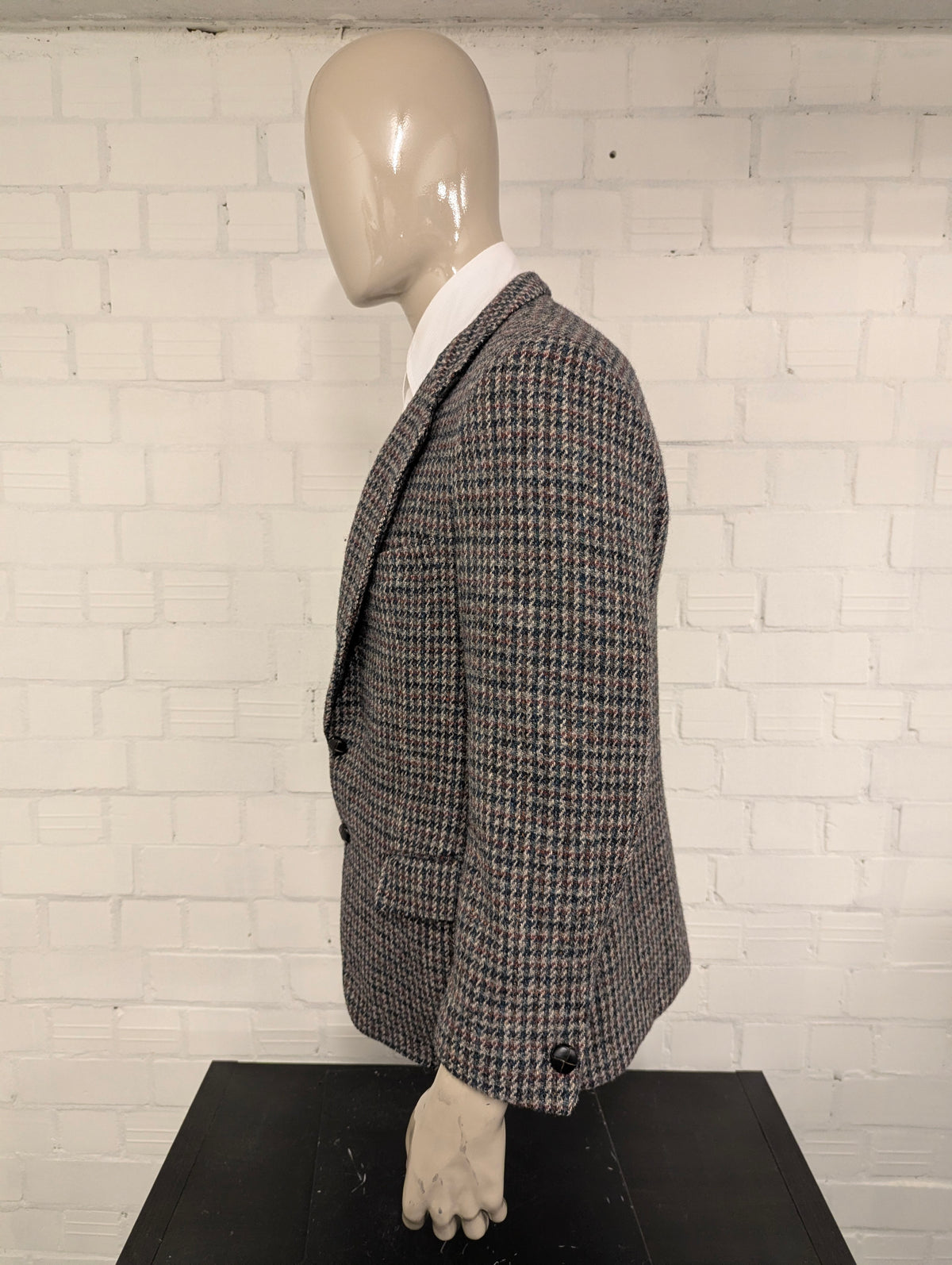 Walbusch Harris Tweed colbert. Grijs Groen Beige Zwart motief. Maat 50 / M.