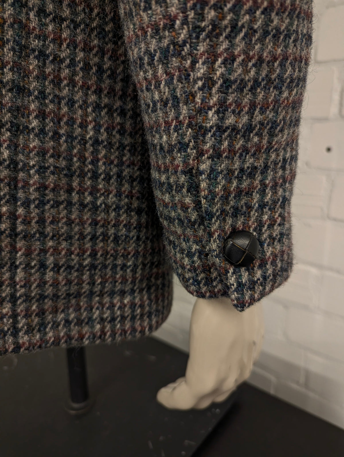 Walbusch Harris Tweed colbert. Grijs Groen Beige Zwart motief. Maat 50 / M.