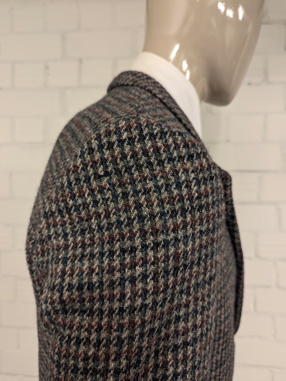 Walbusch Harris Tweed colbert. Grijs Groen Beige Zwart motief. Maat 50 / M.