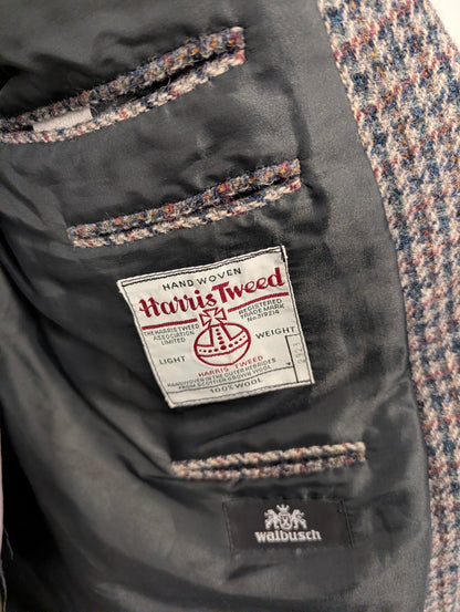 Walbusch Harris Tweed colbert. Grijs Groen Beige Zwart motief. Maat 50 / M.