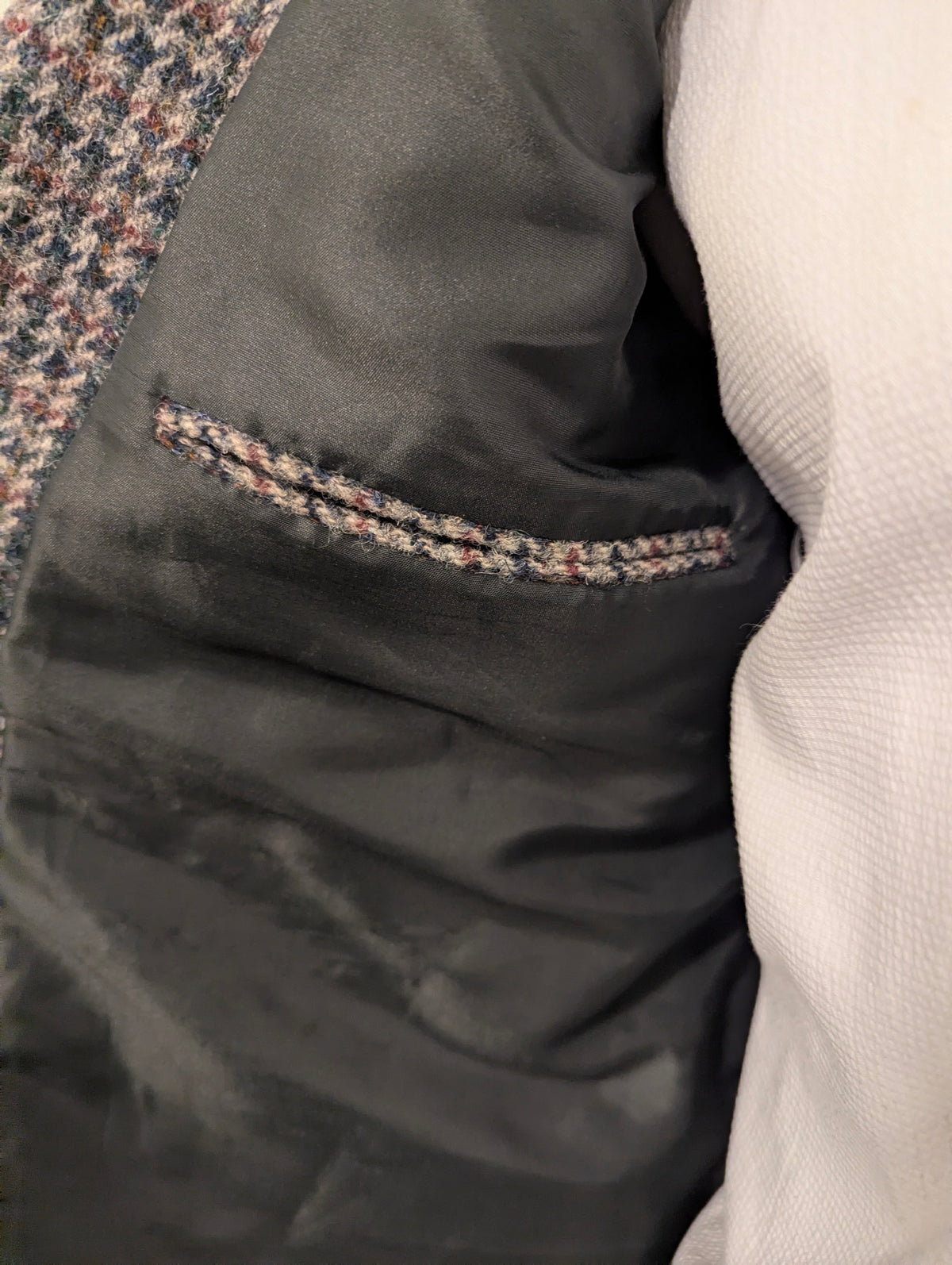 Walbusch Harris Tweed colbert. Grijs Groen Beige Zwart motief. Maat 50 / M.