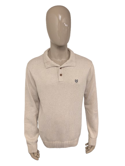 Chaps trui met knopen. Beige gemêleerd. Maat L.