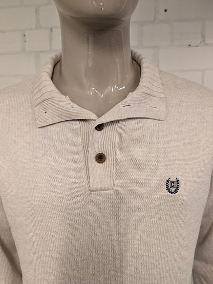 Chaps trui met knopen. Beige gemêleerd. Maat L.