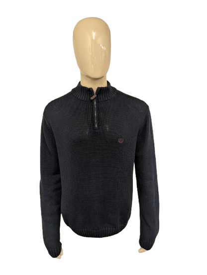 Chaps Quarter Zip trui met korte rits. Donker Blauw gekleurd. Maat XL.