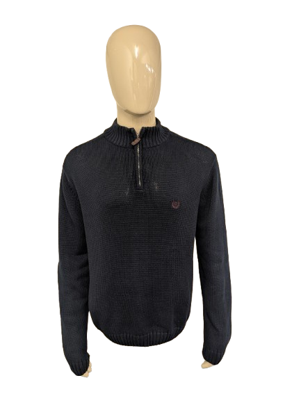 Chaps Quarter Zip trui met korte rits. Donker Blauw gekleurd. Maat XL.