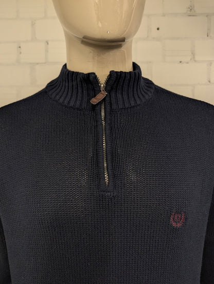 Chaps Quarter Zip trui met korte rits. Donker Blauw gekleurd. Maat XL.