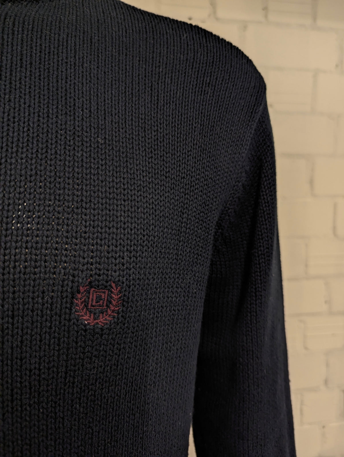 Chaps Quarter Zip trui met korte rits. Donker Blauw gekleurd. Maat XL.