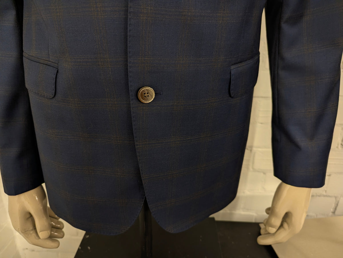 Gentiluomo Wollen Kostuum. Blauw Grijs gemêleerd. Maat 52/L.  slim fit. type verona.