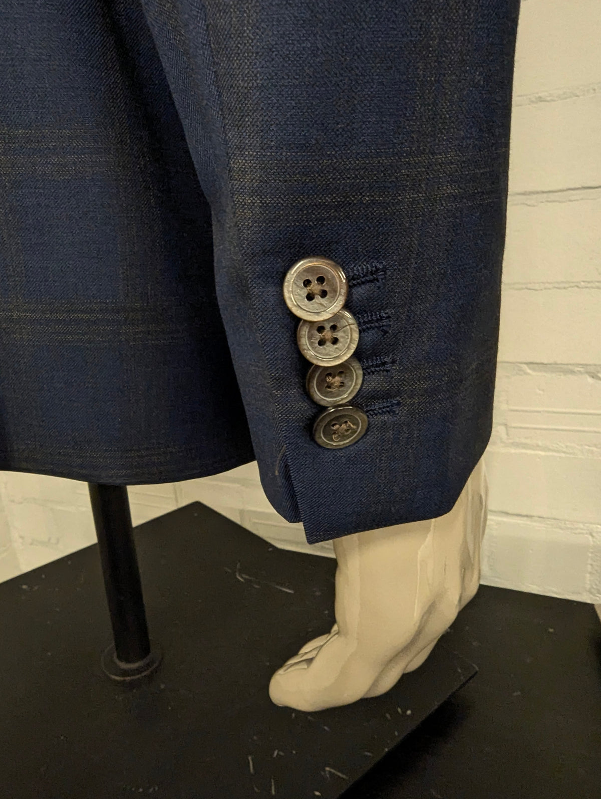 Gentiluomo Wollen Kostuum. Blauw Grijs gemêleerd. Maat 52/L.  slim fit. type verona.