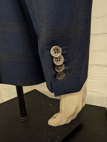 Gentiluomo Wollen Kostuum. Blauw Grijs gemêleerd. Maat 52/L.  slim fit. type verona.