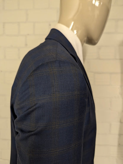 Gentiluomo Wollen Kostuum. Blauw Grijs gemêleerd. Maat 52/L.  slim fit. type verona.