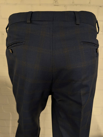 Gentiluomo Wollen Kostuum. Blauw Grijs gemêleerd. Maat 52/L.  slim fit. type verona.